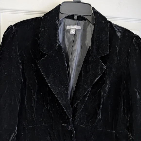 NWT Apt 9 Black Crushed Velvet Dress Jacket Size 14 - Picture 5 of 9